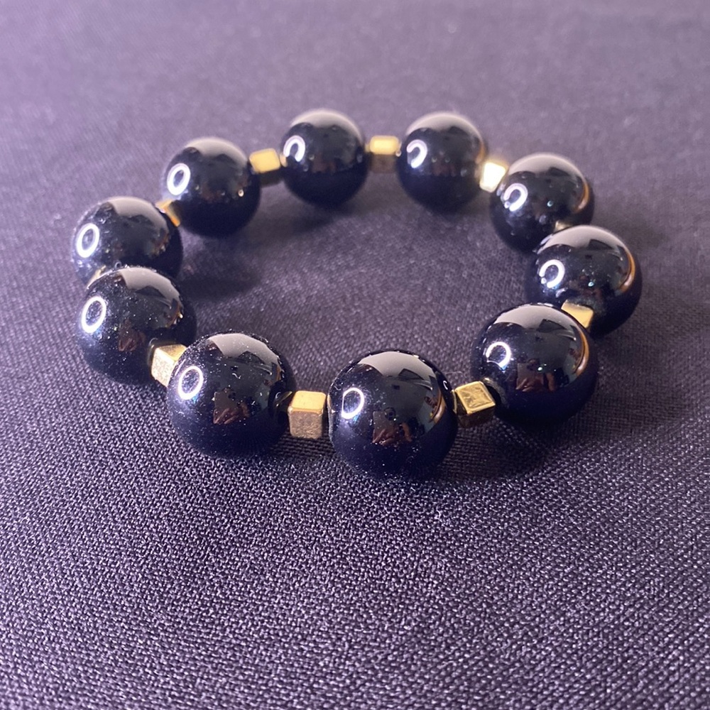 Chunky Wine & Gold Stretchy Bracelet